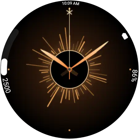 Eclipse Corona watch face shown on a round Samsung Galaxy Watch display