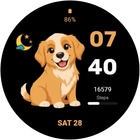 Golden Pup watch face, alternative preview 3