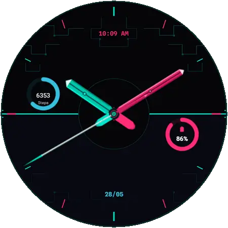 Neon Meridian watch face preview