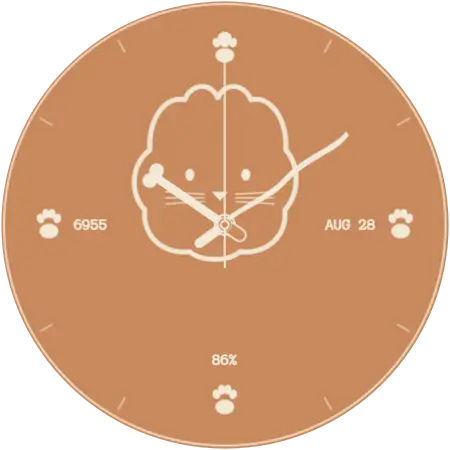 Whiskers II watch face shown on a round Samsung Galaxy Watch display